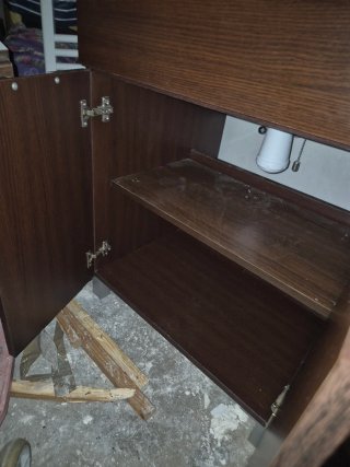 Mueble de baño completo madera y piedra
