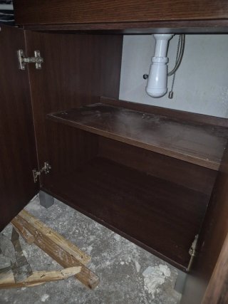 Mueble de baño completo madera y piedra