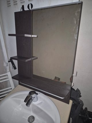Mueble de baño completo madera y piedra