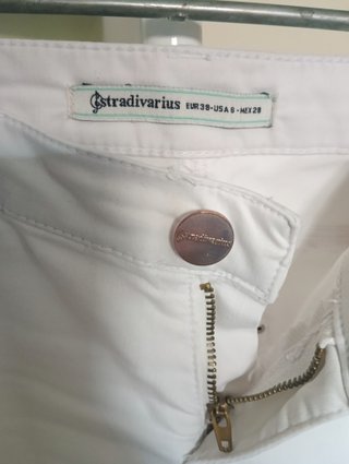 Pantalón recto Stradivarius blanco