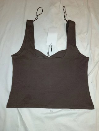 Top cremallera frontal Zara marrón chocolate
