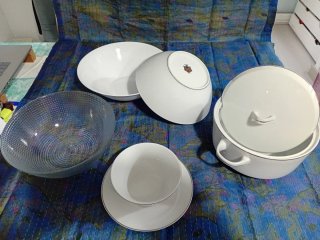 Juego vajilla porcelana y cristal