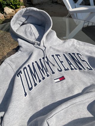 Felpa Tommy Jeans Grigia Logo Grande