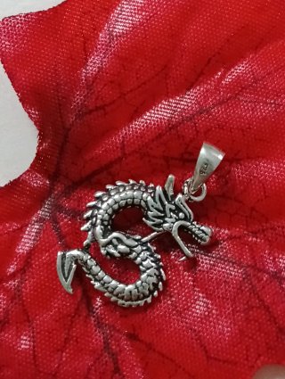 Poderoso Colgante Dragón Medieval Plata De Ley 925