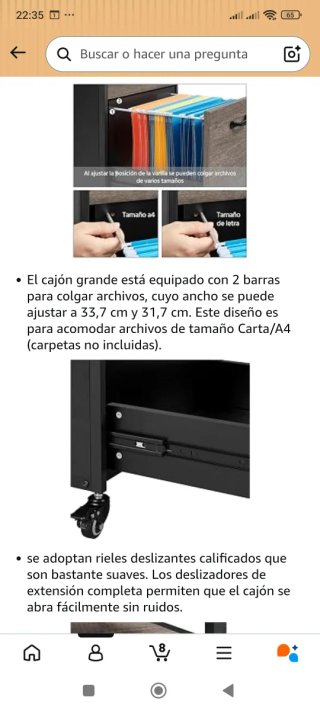 Cajonera  Archivador Oficina con Ruedas y carpetas