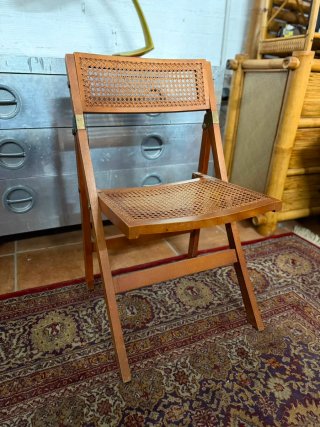 Juego de 4 Sillas de Madera y Rattan