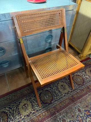Juego de 4 Sillas de Madera y Rattan