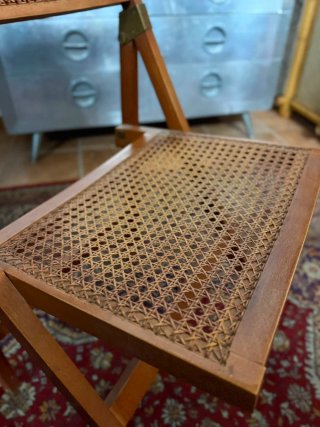Juego de 4 Sillas de Madera y Rattan