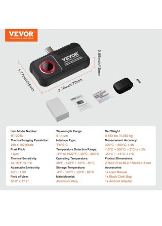 Cámara Térmica VEVOR USB-C Móvil