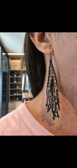 Pendientes Parfois Flecos Negro y Plateado