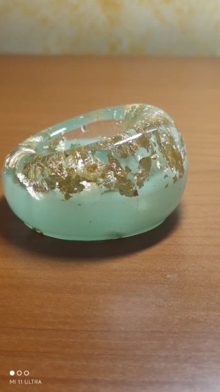 Portacandele in resina con foglia oro