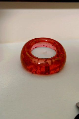 Portacandele in resina con foglia oro