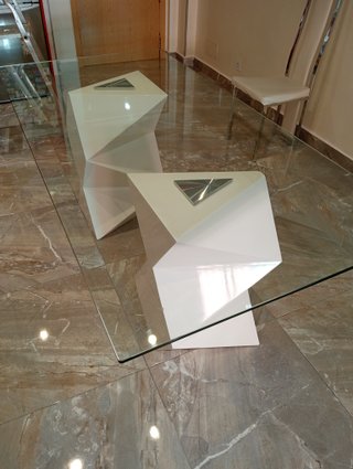 Mesa comedor cristal + 4 sillas