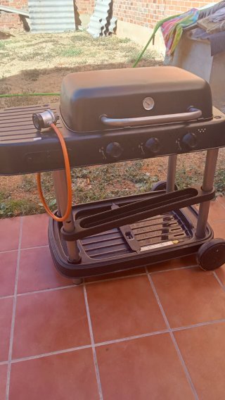 Barbacoa de gas negra y plateada