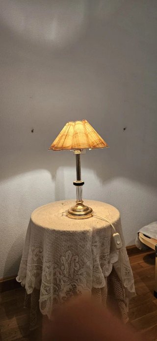 Lámpara de mesa tela a cuadros