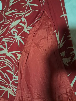 Vestido largo estampado rojo y beige