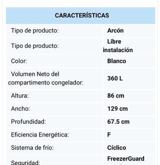 Arcón congelador blanco