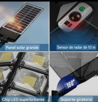 FAROLA SOLAR 504 LEDS CON MANDO