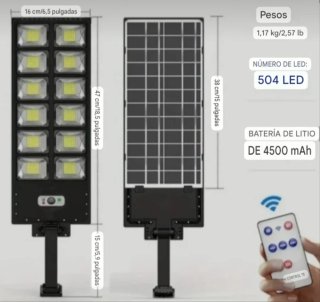 FAROLA SOLAR 504 LEDS CON MANDO