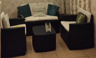 Conjunto de jardín resina negro 4 personas