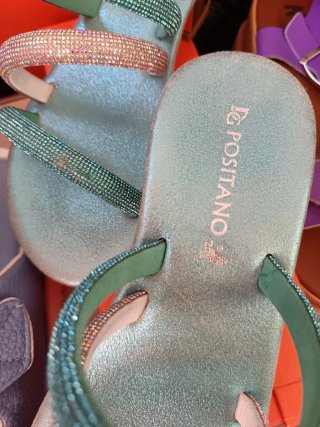 Sandali Positano con strass rosa e teal