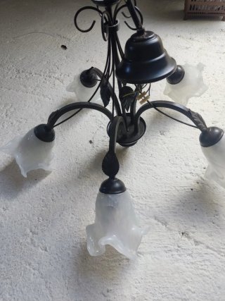 Lámpara de techo metal y cristal