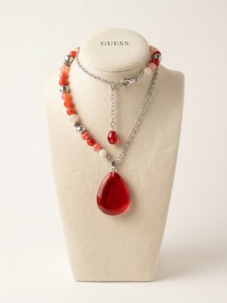 Collar Guess Rojo y Plateado