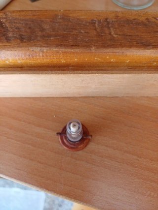Candil miniatura de madera y cristal
