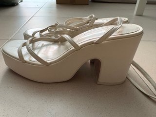 Sandalias Zara Tacon Blanco Talla 39
