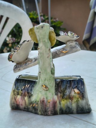 Vaso Ceramica Vintage Fiori Farfalle anni 50