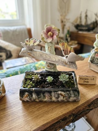 Vaso Ceramica Vintage Fiori Farfalle anni 50