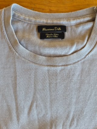 Camiseta punto Massimo Dutti gris y blanca