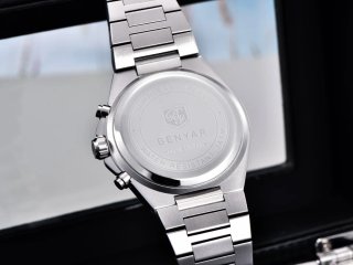 Reloj Benyar Hombre Cronógrafo Azul y Plateado