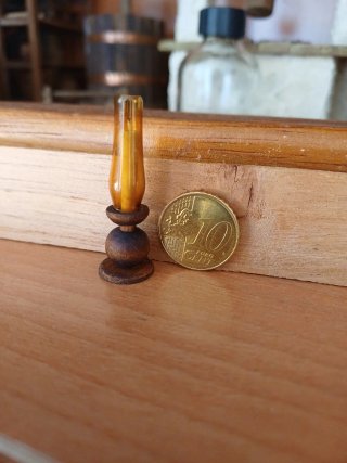 Candil miniatura madera y cristal