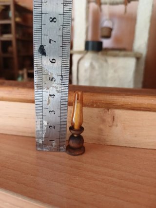 Candil miniatura madera y cristal