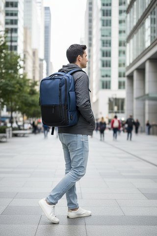 Mochila Portátil Azul y Negra
