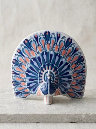Figura de pavo real Sargadelos de cerámica