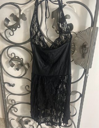 Vestito trasparente pizzo nero