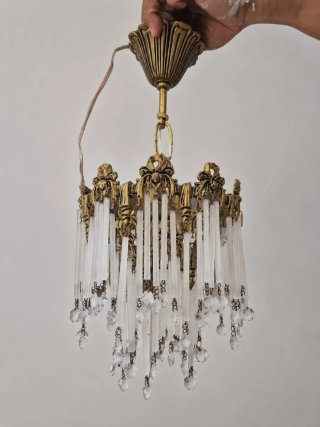 Lote 3 Lámparas Vintage Cristal y Latón