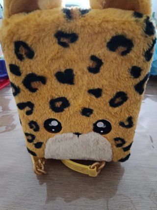 Mochila Porta Muñeca Leopardo Peluche