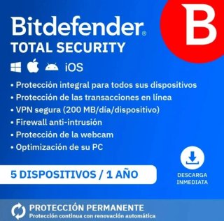 Bitdefender Total Security 5 equipos 1 año