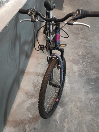 Bicicleta Morada y Plateada.