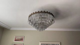 Lámpara de techo de cristal y metal