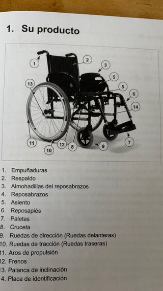 Silla ruedas manual. Y reposapies izquierdo.
