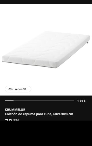 Cuna de madera con protecctor, colchón y 2 bajeras