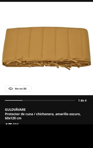 Cuna de madera con protecctor, colchón y 2 bajeras