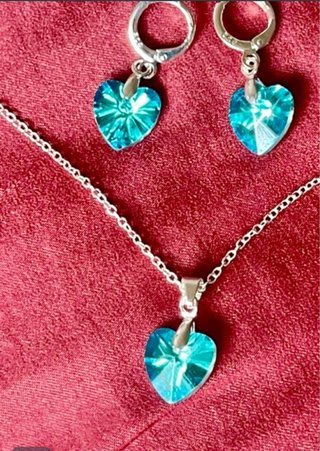 Colgante y pendientes plata 925 corazón