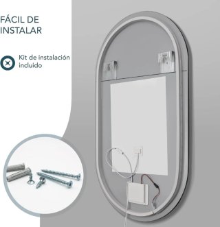 Espejo Baño 50x90cm LED Ovalado - Antivaho y Tácti