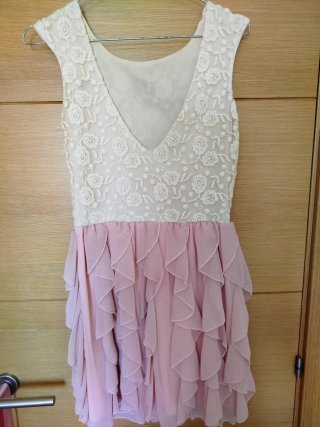 Vestido Maribel Ruiz blanco y rosa talla M