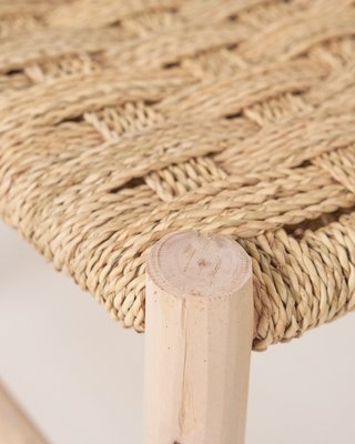 Banco de Madera y Enea Hecho a Mano